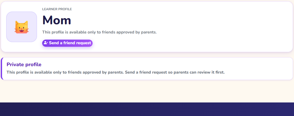 Parent dashboard — settings, activity log, approval controls