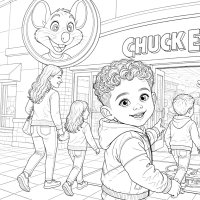 Let's Color David going to Chuck E. Cheese